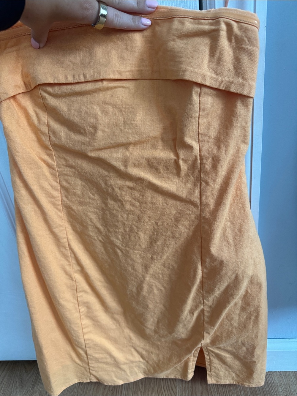 Strapless Orange Cotton Dress - Women's Summer Shift